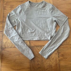 Beige Women's Long Sleeve Crop Top